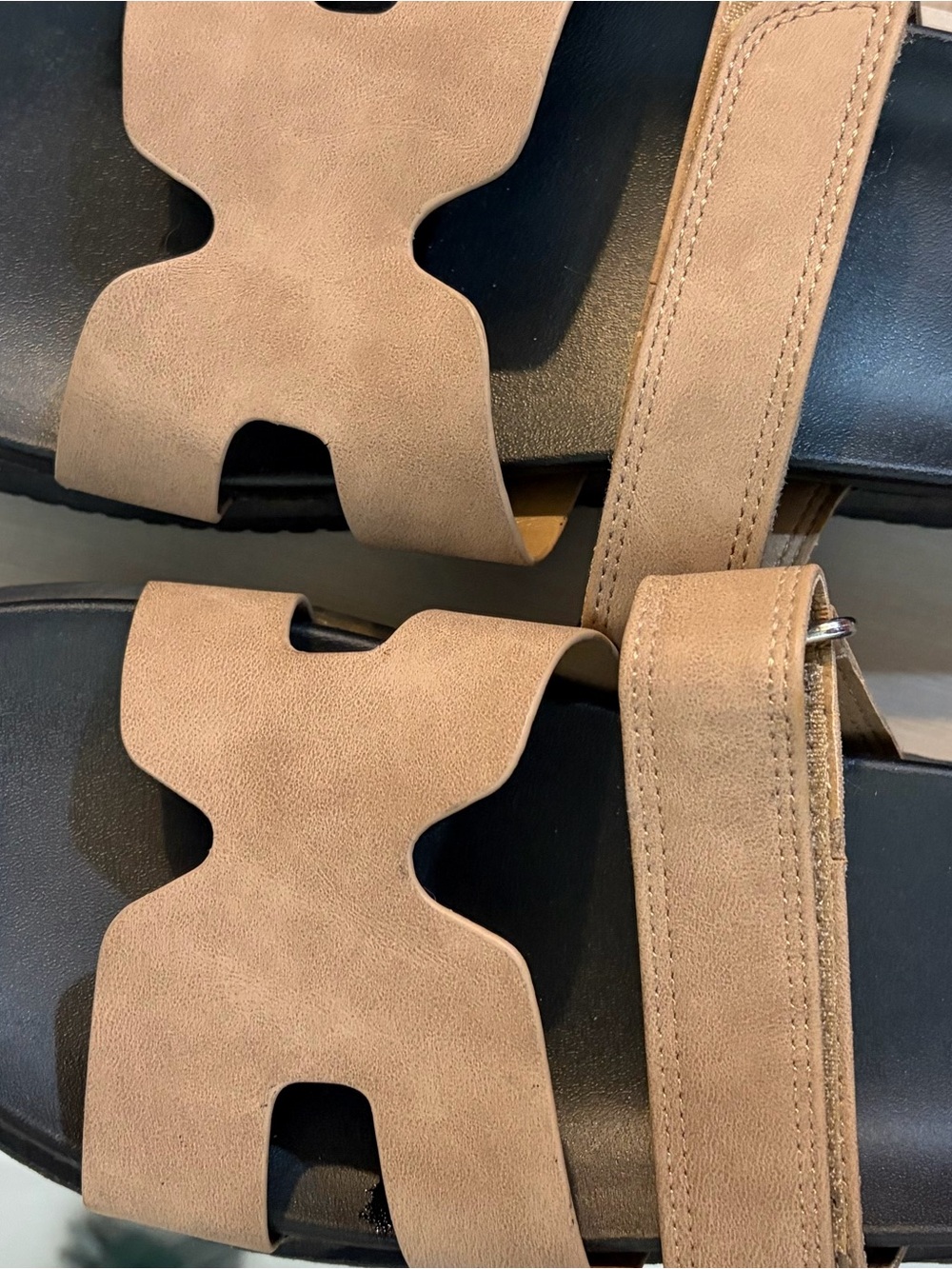 Women’s Tan Suede Slide Sandals with Wide Straps